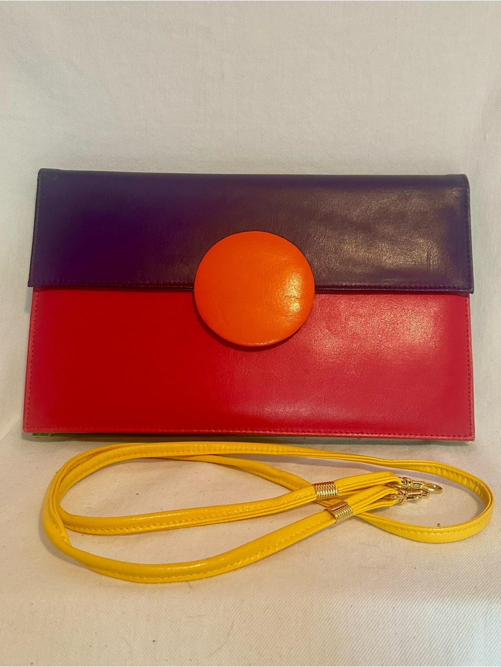 Vintage Bags by Michael Multi-Color Block Leather Clutch